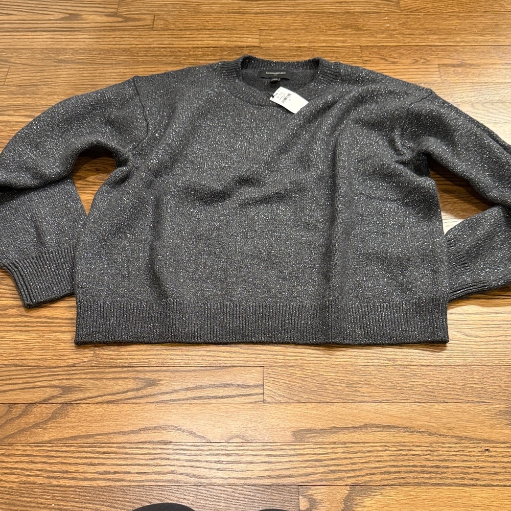 Banana Republic Metallic Charcoal Knit Sweater - Dark Gray Size Medium